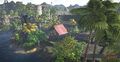 Even though the docks are still up in flames, many parts of town including the town square managed to stay intact as the plunderers came in and looted the many establishments.