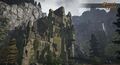 Dumphry Castle now lays in ruins amidst the mountainous terrain with its drawbridge lays up. Gargoyles can still be seen perched up on its crenelations and a mysterious atmosphere lingers through the mist.