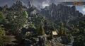An abandoned trading post can be seen in the middle ground victim of the recent undead overrun.
