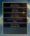 Select Character window